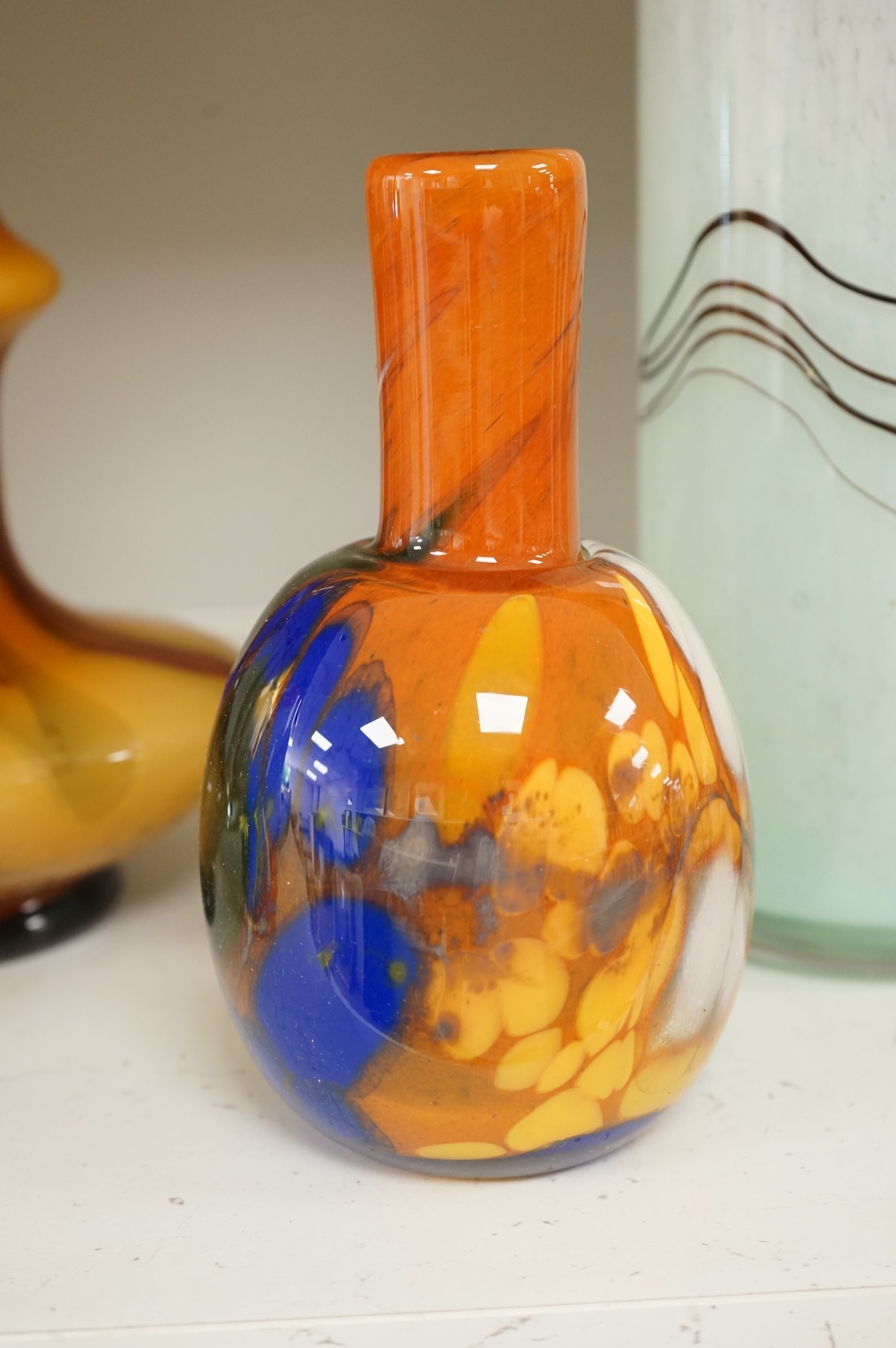 Six 1960’s and later coloured glass vases, tallest 29.5cm